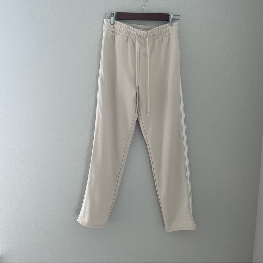 The UpSide Rodeo Franca Wide Leg Track Pants Tan White Small - Picture 2 of 8